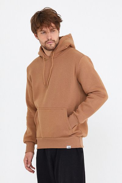 AMAZING CRASH Καφέ Unisex Βασικό φούτερ με κουκούλα και τσέπη καγκουρό