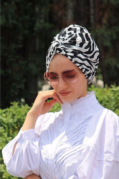 tessetür Bone diyarı Model de zebra învelită cu model - Design special - Model nou de îmbrăcăminte hijab