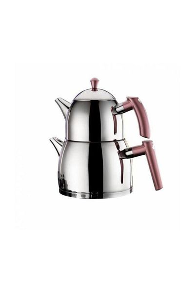 Aryıldız Rosegold White Large Size Teapot Steel