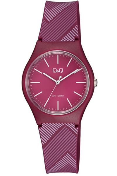 Q&Q Unisex Claret Red Silicone Cord Wristwatch Vs52j004y