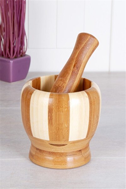 YFHOME Büyük Boy Bambu Havan Sarımsak Fındık Fıstık Ceviz Dövücü Ezme Aparatı