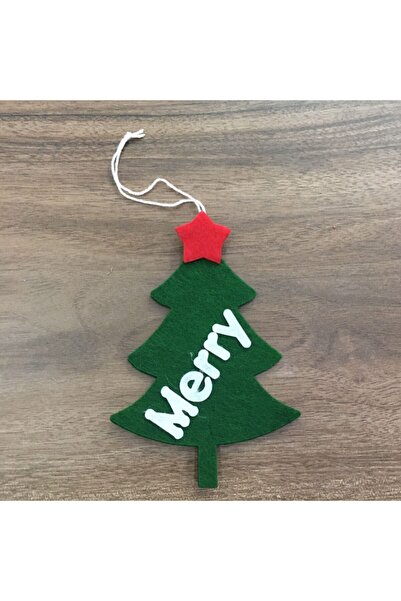 OzanTuhafiye Ручна робота з повсті Мото Merry Новорічна прикраса Ялинка 72