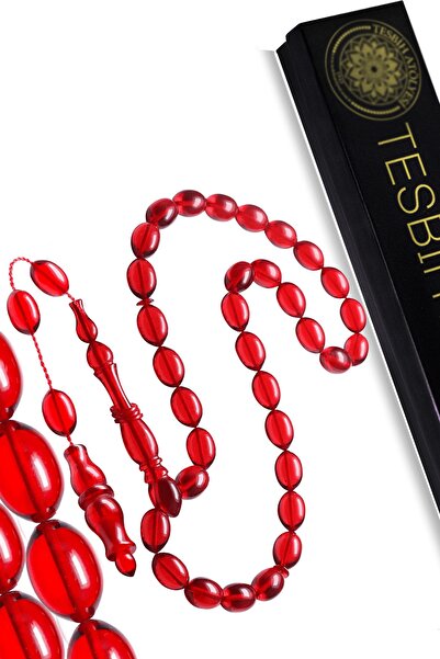 Tesbih Atölyesi Sistemizovani crveni prsten Beyzi kroj vatreni jantarni molit...