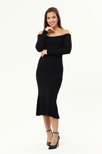 KİM Kİ O Rochie de damă neagră cu umeri cu volan