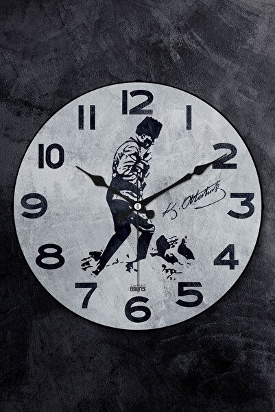 EMORES Bombe Cam Akar Saniye Sessiz Mekanizma Dekoratif Duvar Saati 36 Cm