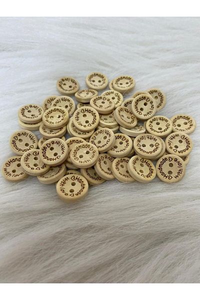OzanTuhafiye Wooden Handmade Button 1.5 Cm 20 Pieces