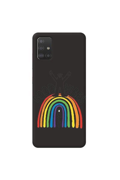 WANNA PROTECT Samsung A51 Black Color Good Vibes Velvet Patterned Silicone Ph...