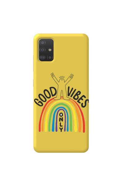 WANNA PROTECT Samsung A51 Yellow Color Good Vibes Velvet Patterned Silicone P...