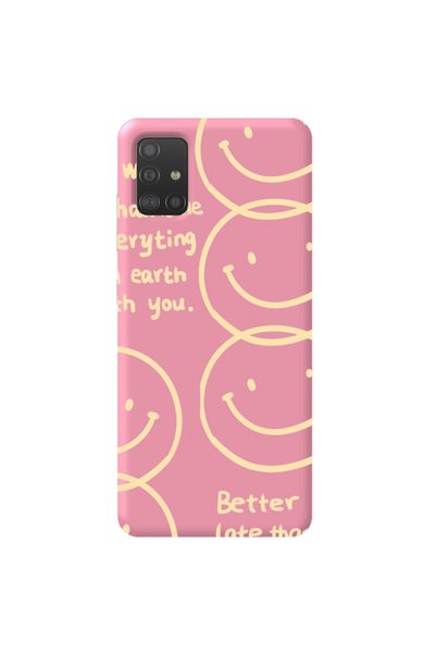 WANNA PROTECT Samsung A71 Pink Color Better Late Than Velvet Patterned Silico...