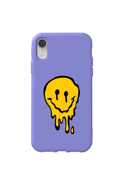 WANNA PROTECT iPhone Xr Lilac Color Melting Emoji Velvet Patterned Silicone P...