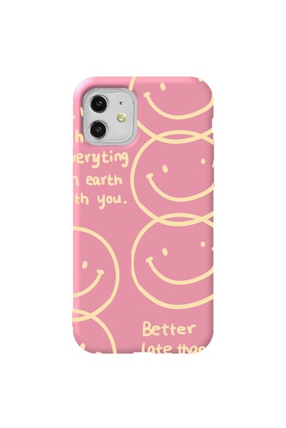 WANNA PROTECT iPhone 11 Pink Color Better Late Than Velvet Patterned Silicone...