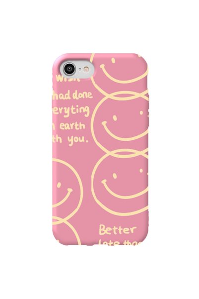 WANNA PROTECT iPhone 7 Pink Color Better Late Than Velvet Patterned Silicone ...
