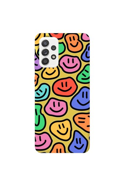 WANNA PROTECT Samsung Galaxy A52 Yellow Color Smile Pattern Silicone Phone Ca...
