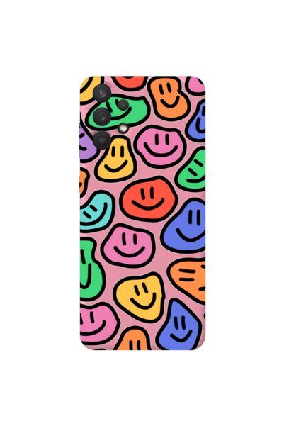 WANNA PROTECT Silicone Phone Case for Samsung A32 Pink Color Smile Patern Ins...