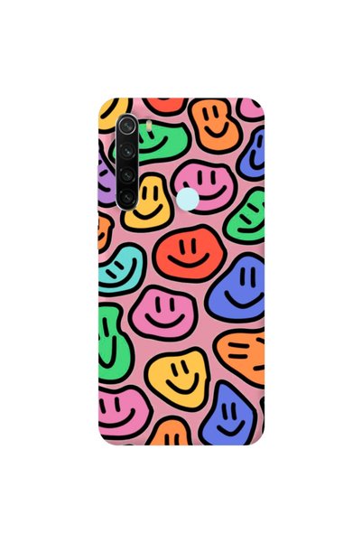 WANNA PROTECT Xiaomi Redmi Note 8 Pink Color Smile Pattern Velvet Patterned S...