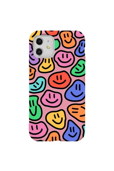 WANNA PROTECT iPhone 11 Pink Color Smile Pattern Velvet Patterned Silicone Ph...
