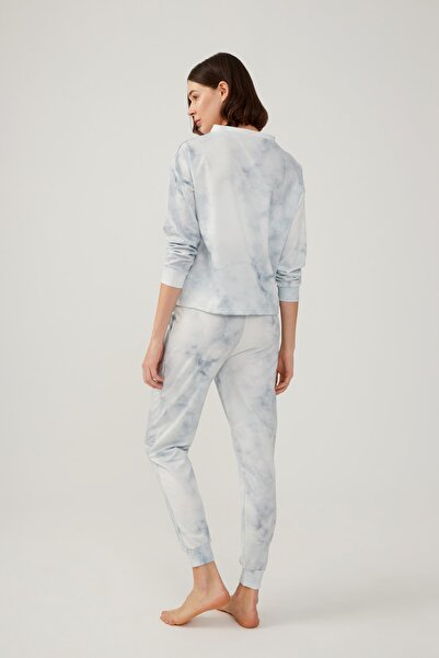 Los Ojos Kadın Gri Batik Desenli Pijama Takımı Tie-dye