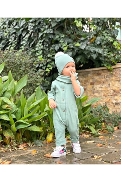 bohemiankids Unisex Μωρού Κορσές Φόρμα Μπερέ Κολάρο Σετ Νερό Πράσινο