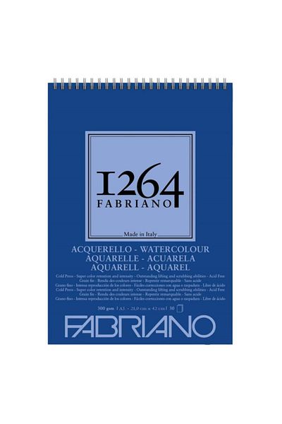 Fabriano 1264 Watercolour Pad Water Color Notebook with Spiral from the Top 300 GrA3 30 Yp