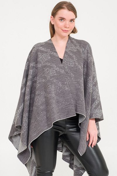 Miespiga Goose Feet Pattern Double Sided Knitwear Shawl Poncho