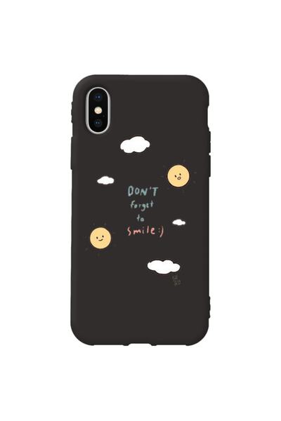 WANNA PROTECT iPhone XS Max Black Color Don'T Forget to Velvet Patterned Sili...