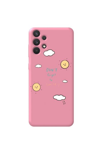 WANNA PROTECT Samsung A32 Pink Color Don'T Forget to Velvet Patterned Silicon...