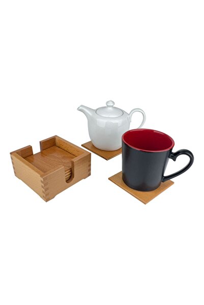 Bardak Altlığı Masif Ahşap 6'lı Altlık Kayın Ağacı