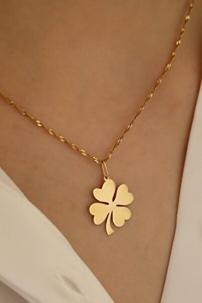 MİLET KUYUMCULUK 14 Ayar Altın Yonca Singapur Zincir Kolye