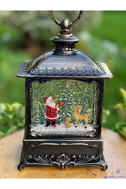 Genel Markalar Yeni Yıl Kar, Yaldız Su Küresi , Işıklı, Kendinden Yaldız Yağdırma, Noel Baba Ve Geyikli Çam 21x13cm