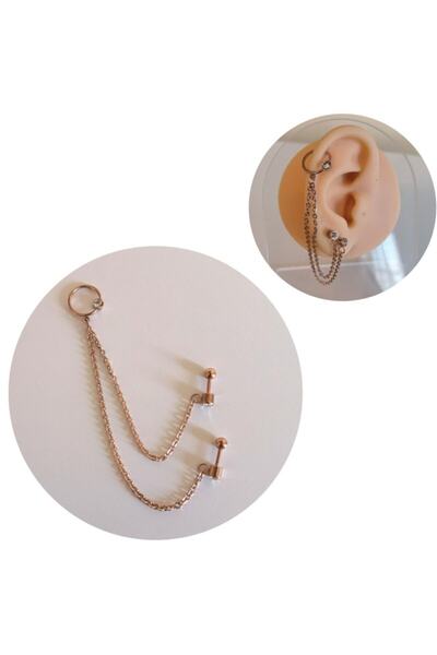 Bylin Cerrahi Çelik Rosegold Çift Zincirli Piercing