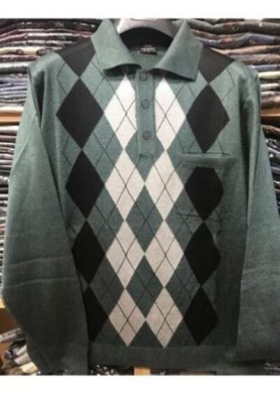 FATELLA Pulover pentru bărbați, cu model, cu guler polo, din lână subțire, cu...