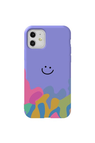 WANNA PROTECT iPhone 11 Lilac Color Pattern Smiley Velvet Patterned Silicone ...