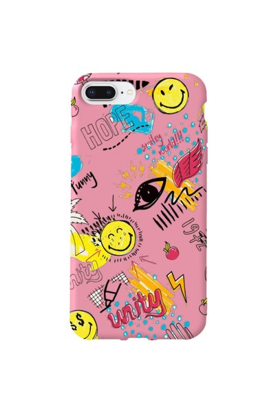 WANNA PROTECT iPhone 8 Plus Pink Color Hope Velvet Patterned Silicone Phone Case