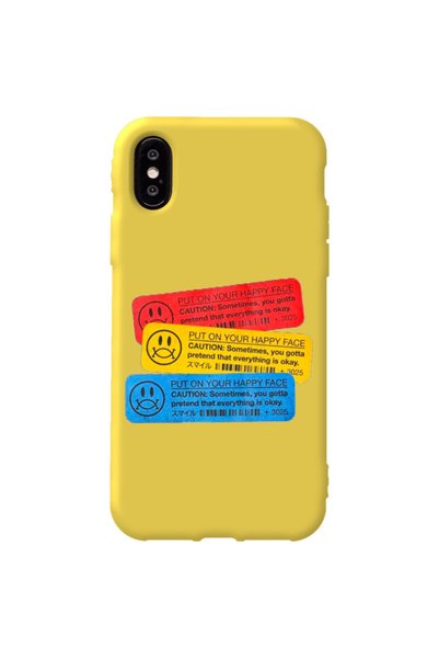WANNA PROTECT iPhone XS Yellow Color Put on Velvet Patterned Silicone Phone Case