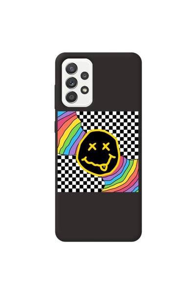 WANNA PROTECT Samsung Galaxy A52 Black Color Rainbow Face Velvet Patterned Si...
