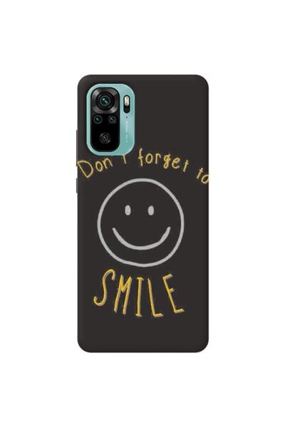 WANNA PROTECT Xiaomi Redmi Note 10S Black Color Smile Velvet Patterned Silico...