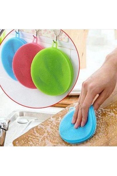 Yayke Silicone Multi-Purpose Fruit and Vegetable Washing, Dish Washing, Scraping Impurities Sponge 2 Pieces