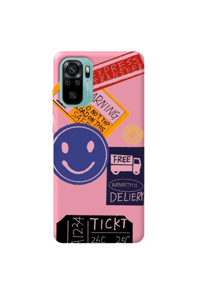 WANNA PROTECT Xiaomi Redmi Note 10S Pink Color Warning Velvet Patterned Silic...