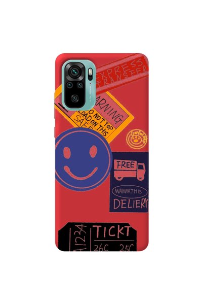 WANNA PROTECT Xiaomi Redmi Note 10 Red Color Warning Velvet Patterned Silicon...