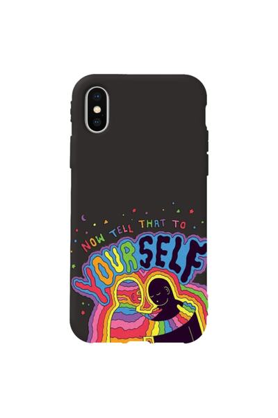 WANNA PROTECT iPhone XS Max Black Color Yourself Velvet Patterned Silicone Ph...