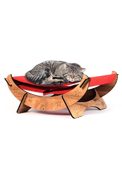 Ankaflex Ahşap Kedi Hamağı Salıncağı Yatağı Evi Evcil Hayvan Minderi Yatağı K...