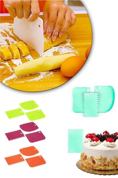 Mirilliahome Silikon Hamur Açma Matı Ölçekli Hamur Açma Altlığı Ve 3'lü Hamur Kesici Kazıyıcı Dekoratör Set