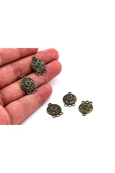 yfhobi 3 Adet - 14x20 Mm Yuvarlak Desenli, Metal Uç, Takı Malzemesi, Antik Sa...