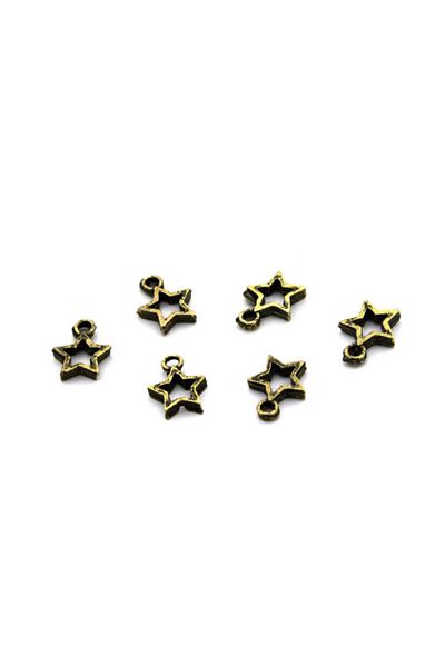 yfhobi 12 Pieces - 10x12 Mm Star Pattern, Metal Tip, Jewelry Material, Antique Yellow Plating, Z74