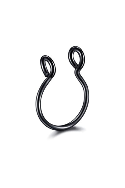 Jaida Moda Siyah 316l Cerrahi Çelik Hızma Burun Septum Halka Sahte Fake Piercing