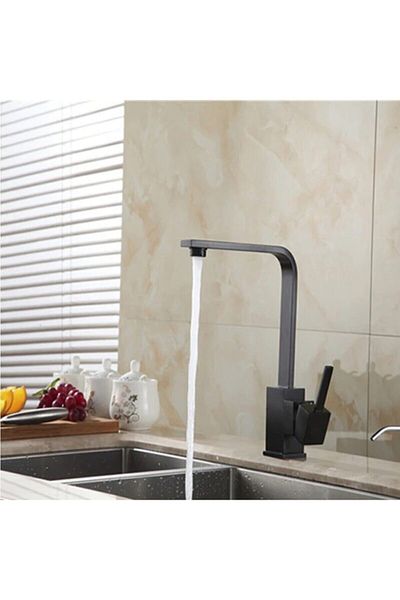 KUSTAR Matte Black Mix Square Kitchen Sink Faucet on Off Kitchen Decorative Faucet
