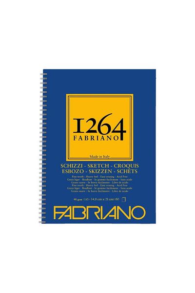 Fabriano 1264 Sketch Paper Side Spiral Sketch Drawing Notebook 90 GrA5 60 Yp