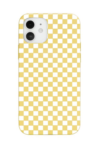 Spoyi iPhone 12 Compatible Checkerboard Design Yellow Launch Phone Case