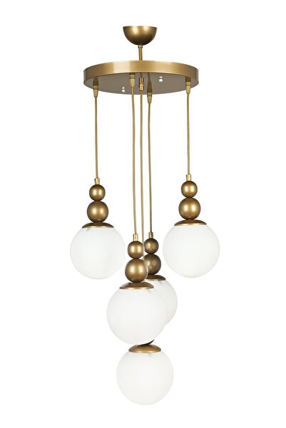 Begüsa Sonsuz 5.li Avize Eskitme Beyaz Cam