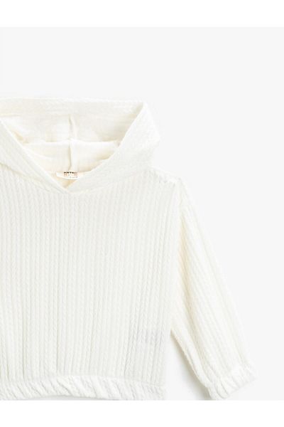 Koton Strukturiertes Kapuzensweatshirt mit langen Ärmeln